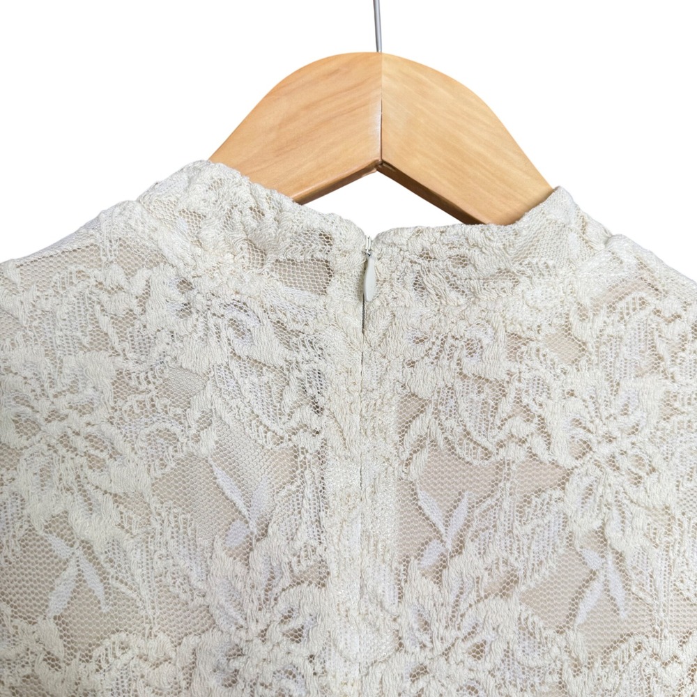 Bardot Vezza Lace Dress Ivory Mini Women Med 6 Stretch Wedding Bridal Romantic - Picture 7 of 11